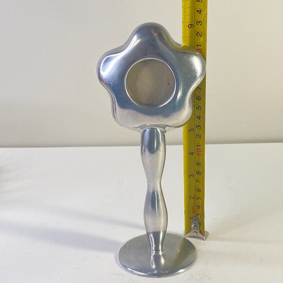 Modern Silver-Tone Flower Photo Frame On Stand, ~9 Inches Tall - Picture 9 of 10